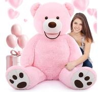 MorisMos Giant Teddy Bear 130cm (4.27ft) - Large Big Teddy Bear Pink Stuffed Animal Plush Gift for Kids Girl Boy Him She, Valentine's Day, Birthday, Christmas