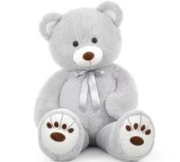 MorisMos Giant Teddy Bear 130cm, XXL Grey Teddy Bear for Girlfriend, Cuddly Large Soft Teddy Plush Toy, Big Fluffy Teddies Gift for Kids Wife Mum Birthday Christmas Deco