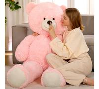 MorisMos Giant Teddy Bear 130cm, XXL Pink Teddy for Girlfriend, Big Cuddly Soft Bear 1.3m Large Fluffy Teddies Plush Soft Toy Gift for Kids Wife Birthday Mothers Day Decor