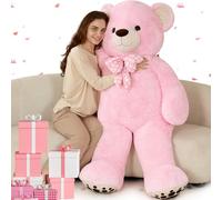 MorisMos Giant Teddy Bear 150cm (4.92ft) - Large Big Teddy Bear Pink Stuffed Animal Plush Gift for Kids Girl Boy Him She, Valentine's Day, Birthday, Christmas