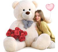 MorisMos Giant Teddy Bear for Girlfriend,Big Teddy Bear Valentines Day Present,Stuffed Large Teddy Bear 150cm for Kids Girls Boys(Ivory)