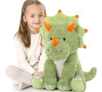 MorisMos Giant Triceratops Teddy, 60cm Green Dinosaur Soft Toy, Fluffy Cuddly Triceratops Plush for Boys, Large Kawaii Dino Gift for Kids Birthday Christmas Deco