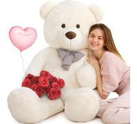 MorisMos Giant Valentines Teddy Bear 140cm, XXL Beige Teddy for Girlfriend, Big Cuddly Soft Bear, 1.4m Large Fluffy Teddy Massive Plush Toy Gift for Kids Wife Birthday Valentines Day Decor