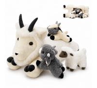 MorisMos Goat Teddy Soft Toy with Baby Goat Plushies Inside, 45cm Goat Plush Toy, Sheep Lamb Inspired Stuffed Animal Plush for Kids Girls Boys, Birthday Christmas Party Decor