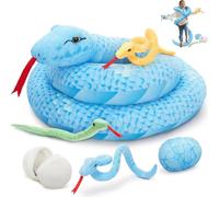 MorisMos Halloween Snake Soft Toy with Babies inside, Lifelike Snake Stuffed Animal Plush Cuddly, Kawaii Presents for Kids Girls Boys Birthday Party Decorations (140 cm)