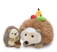 MorisMos Hedgehog Soft Toy, Realistic Hedgehog Teddy with Fruits, Cuddly Fluffy Plush Toy Set, Kawaii Stuffed Animal Present for Kids Girlfriend Birthday Deco