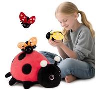 MorisMos Ladybird Soft Toy with Babies Lady Beetle inside, Lifelike Ladybug Stuffed Animal Plush Cuddly, Glow-in-Dark Design,Kawaii Presents for Kids Girls Boys Birthday Party Decorations (40 cm)