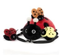 MorisMos Ladybug Bag Plush with Baby Ladybugs Inside, 30 cm Red Ladybird Stuffed Animal Teddy, Cute Cuddly Soft Toy Backpack, Gift for Kids Girls Boys Birthday Party Decor