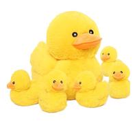 MorisMos Mummy Yellow Duck Teddy with 5 Ducklings Babies inside, Kawaii Plush Stuffed Ducks Soft Cuddly Toys, Cute Birthday Presents for Girls Kids Boys Party Easter Decorations (40 cm)