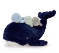 MorisMos Navy Blue Whale Teddy Soft Toy with Babies inside, Lifelike Giant Sea Whales Stuffed Animal Bulk Plush Cuddly, Kawaii Ocean Marine Gifts for Kids Girls Boys Birthday Party Decorations (50 cm)