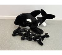 MorisMos Orcas Soft Toy with Babies inside, Lifelike Orcas Stuffed Animal Plush Cuddly, Kawaii Presents for Kids Girls Boys Birthday Party Decorations (60 cm)