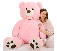 MorisMos Pink Big Teddy Bear 130cm,Soft Full Super Size Stuffed Teddy Bear Cuddly Fluffy Peluche Grande,Presents for Girls Boys Girlfriend Kids Birthday Party Decoration