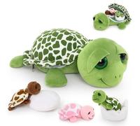 MorisMos Sea Turtle Teddy with Babies inside, Lifelike Cuddly Tortoise Stuffed Animal Plush Soft Toys, Kawaii Presents for Kids Girls Boys Birthday Party Decoration (33 cm)