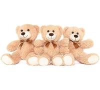 MorisMos Small Teddy Bears Soft Toys, 3Pcs 35cm Bulk Teddy Bear Cuddly Fluffy Teddy Light Brown Medium Plush Teddies Present for Kids Girlfriend Mum Birthday Mothers Day Deco