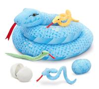 MorisMos Snake Soft Toy with Babies inside, Lifelike Snake Stuffed Animal Plush Cuddly, Kawaii Presents for Kids Girls Boys Birthday Party Decorations (140 cm)