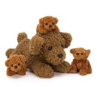 MorisMos Teddy Bear Dog with Puppies inside, Lifelike Cuddly Teddy Poodle Soft Toy for Kids, Kawaii Puppy Stuffed Animal Presents for Girls Boys Birthday Party Decoration (47 cm)