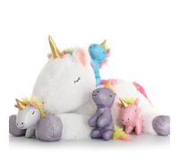 MorisMos Unicorn Cuddly Toy XXL with 4 Babies in its Tummy, Large Unicorn Plush Toy, Stuffed Toy, Giant Unicorn Toy for Girls, Children (5 Pieces)