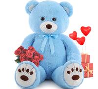 MorisMos XXL Giant Teddy Bear 130cm,Big Blue Teddy Bear for Girlfriend, Cuddly Huge Teddy Plush Soft Toy, Large Fluffy Teddies Gift for Kids Her Wife Birthday Mothers Day Decor