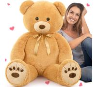 MorisMos XXL Giant Teddy Bear 130cm,Big Brown Teddy Bear for Girlfriend, Cuddly Huge Teddy Plush Soft Toy, Large Fluffy Teddies Gift for Kids Her Wife Birthday Mothers Day Decor