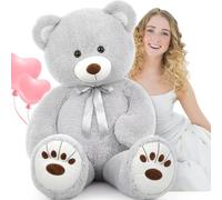 MorisMos XXL Giant Teddy Bear 130cm, Grey Big Teddy Bear for Girlfriend, Cuddly Giant Soft Teddy Plush Toy, Large Fluffy Teddies Gift for Kids Wife Mum Birthday Mothers Day Deco