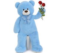 MorisMos XXL Giant Teddy Bear Soft Toy, 120cm Blue Teddy Bear for Girlfriend, Big Cuddly Stuffed Teddy 1.2m Large Fluffy Teddies Plush Gift for Kids Wife Birthday Mum Mothers Day Deco