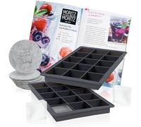 Moritz & Moritz 2 x 15 Ice Cube Square Moulds - Square Silicone Moulds - Cube Shaped Ice Cubes - incl. 6 Coasters & Recipe Book - Small Ice Cube Tray - Silicone Cube Mould for Small Ice Cubes