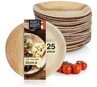 Moritz & Moritz 25x Disposable Palm Leaf Plates - Round Disposable Plates Ø 20cm - Biodegradable Compostable Eco Friendly Disposable Plates - Like Paper, Wooden or Bamboo Plates