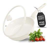 Moritz & Moritz 26cm Non-Stick Frying Pan with Glass Lid - Induction Compatible, Soft-Touch Handle, Deep Sauté Skillet - Oven Safe, PFOA-Free, Ideal for All Hobs