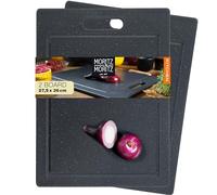 Moritz & Moritz 2X Plastic Chopping Board Set Black Granite Look - 36x27.5 cm - Cutting Boards with Non-Slip Feet & Granite Look - Chopping Boards with Juice Groove - Cutting Boards for Kitchen