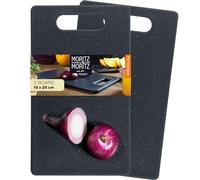 Moritz & Moritz 2X Small Plastic Chopping Board Set Black Granite Look - 25x15 cm - Cutting Boards for Kitchen - Kitchen Chopping Boards Hygienic and Dishwasher Safe