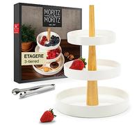 Moritz & Moritz 3 tier cake stand - Incl. Tongs - Afternoon tea stands made of Porcelain - Modern Kitchen Decoration - Perfect as tiered cake stand for afternoon tea or cupcake stand
