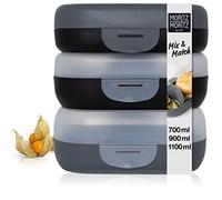Moritz & Moritz 3 x Kids Lunch Box With Compartments - Sandwich Box - Grey Lunchboxes - Bento Boxes for Children
