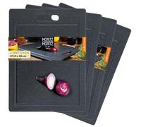 Moritz & Moritz 4X Plastic Chopping Board Set Black Granite Look - 36x27.5 cm - Cutting Boards with Non-Slip Feet & Granite Look - Chopping Boards with Juice Groove - Cutting Boards for Kitchen