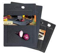 Moritz & Moritz 4X Plastic Chopping Board Set Black in 2 Sizes - Chopping Boards BPA Free - Kitchen Boards Granite Look - Cutting Board with Non-Slip Feet, Opening - Chopping Board with Juice Groove