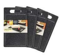 Moritz & Moritz 4X Small Plastic Chopping Boards with Juice Groove in Black Granite Look - 25x15 cm - Chopping Boards BPA Free - Breakfast Board - Chopping Board Set Hygienic and Dishwasher Safe