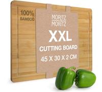 Moritz & Moritz Bamboo Chopping Board Large - 45 x 30 x 2 cm - Wooden Chopping Board with Juice Groove - Wooden Cutting Board for Cutting, Dressing and Serving