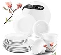 Moritz & Moritz Basic 18-Piece White Dinner Set for 6 People - Modern Porcelain Tableware for 6 - Elegant Crockery Set with Plates & Bowls - Classic Minimalist Dish Set - Microwave & Dishwasher Safe