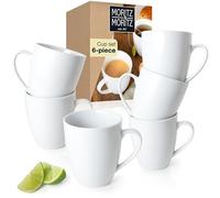Moritz & Moritz Basic Coffee Mug Set White 6-Piece - Approx. 300ml Made of Porcelain - Stylish Design Coffee Mug with Handle - Perfect for Coffee, Tea, hot Chocolate, Cappuccino
