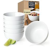 Moritz & Moritz Basic Porcelain Bowl Set 6-Piece - Cereal Bowls White Ø 14 x 7 cm with Approx. 500 ml Capacity - Made of Porcelain in Classic White - Bowl for Bowls, soups, Salads, Desserts, muesli