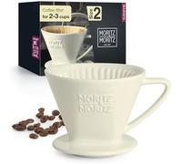 Moritz & Moritz Coffee Dripper Ceramic Size 2 - Perfect Pour Over Coffee - Classic White Porcelain Filter Cone for Rich Aroma