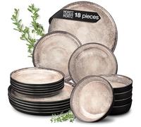 Moritz & Moritz Dinner Sets for 6 People - 18-Piece Plates and Bowls Set for 6 - Microwave Oven and Dishwasher Safe - Series Vida