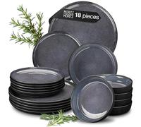 Moritz & Moritz Dinner Sets for 6 People - 18-Piece Plates and Bowls Set for 6 - Microwave Oven and Dishwasher Safe - Series Vida