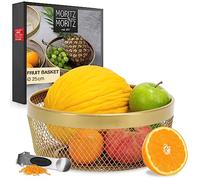 Moritz & Moritz Gold Metal Fruit Bowl 25cm - Wire Basket for Fruits, Vegetables, Bread and Gifts