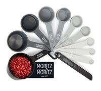 Moritz & Moritz Measuring Spoons Sets and Measuring Cups Sets - 11pcs of Baking Measuring Spoons - 10 Measurements & Level Measures - Grey