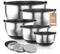 Moritz & Moritz Mixing Bowls Set of 5 - Stainless Steel Mixing Bowls Set with Lids - Non-Slip Nesting Bowls or Cooking Bowls for Baking & Serving, Salad Bowls, Durable Prep Bowls for Everyday