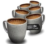 Moritz & Moritz Organic Coffee Cups Set of 6 - Coffee Mug Set Beige Made of Robust Stoneware with Unique Colour Gradient - Dishwasher Safe Cup Set