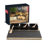 Moritz & Moritz Serving Bowl Set Black incl. Spoon & Serving Board and Slate Plate - Chip and Dip Platter as Tapas Bowls, Dip Bowls, Snack Bowls and Candy Dish