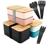 Moritz & Moritz Set of 3 Bento Box - Perfect Lunch Box for Adults and Children - Lunchbox with Compartments - Ideal for Work, School and On the Go