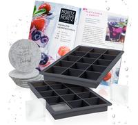 Moritz & Moritz 2 x 15 Ice Cube Square Moulds - Square Silicone Moulds - Cube Shaped Ice Cubes - incl. 6 Coasters & Recipe Book - Small Ice Cube Tray - Silicone Cube Mould for Small Ice Cubes