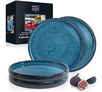 Moritz & Moritz Solid 4X Dinner Plates - 27.5 cm Stoneware Plates - Modern Crockery Set for Serving - Durable, Scratch-Resistant, Dishwasher & Microwave Safe - Elegant Tableware for Every Occasion